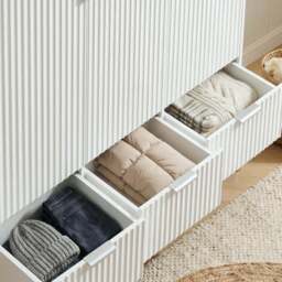 Fluted 3 Door Wardrobe With Drawers and Shelves Painted Finish - thumbnail 5