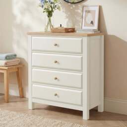 Haven Painted Chest of Drawers 4 Drawer - Oak Top - White