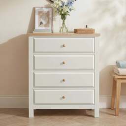 Haven White Painted Chest of Drawers 4 Drawer - Oak Top - thumbnail 2