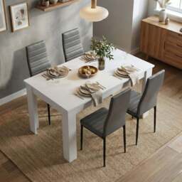 White 4-6 Seater Dining Table and Chairs Set - 4 Seater