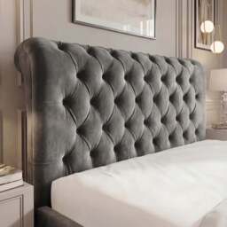 Chesterfield Velvet Ottoman Storage Bed King Grey - thumbnail 3