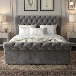 Chesterfield Velvet Ottoman Storage Bed King Grey - thumbnail 5