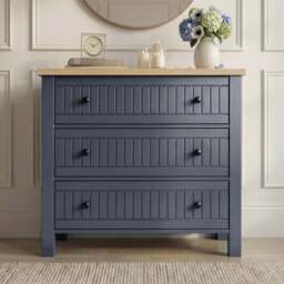 Linra Painted 4 Piece Bedroom Furniture Set Blue - Oak Top - thumbnail 3