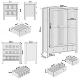 Linra Painted 4 Piece Bedroom Furniture Set Blue - Oak Top - thumbnail 5