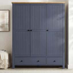 Linra Painted 4 Piece Bedroom Furniture Set Blue - Oak Top - thumbnail 2