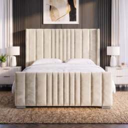 Winged Ottoman Bed Frame with Lines - Ottoman Storage Bed - thumbnail 3