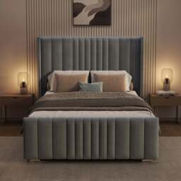 Winged Ottoman Bed Frame with Lines - Ottoman Storage Bed - thumbnail 3