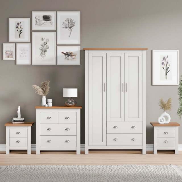 Shaker 4 Piece Bedroom Set with Wardrobe and Chest - White
