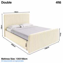 Vertical Line Ottoman Storage Bed - Tall Padded Headboard - thumbnail 4