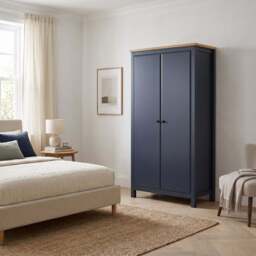 Haven Blue 2 Door Double Wardrobe with Shelves and Hanging Rail - thumbnail 5