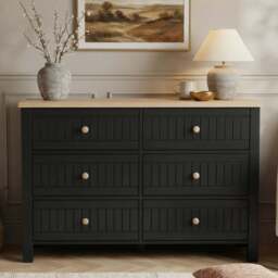 Linra Black Painted Large 6 Chest of Drawers - Bedroom Dresser - thumbnail 2