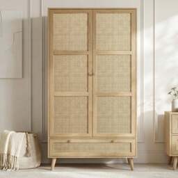 Wovena Rattan 3 Piece Bedroom Furniture Set Oak Effect - thumbnail 2