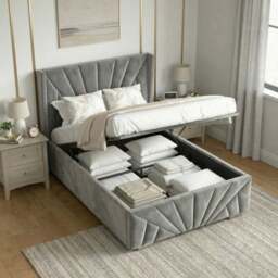 Velvet Ottoman Storage Bed - Sunrise Ottoman Bed Frame - thumbnail 3