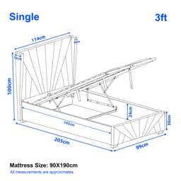 Velvet Ottoman Storage Bed - Sunrise Ottoman Bed Frame - thumbnail 5