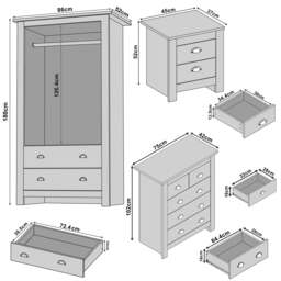 Shaker 3 Piece Bedroom Furniture Set - Wardrobe and Chest of Drawers - thumbnail 5