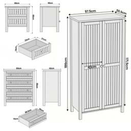 Linra Painted 3 Piece Bedroom Set - Oak Top - thumbnail 5