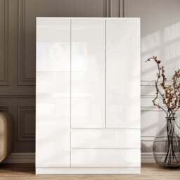 High Gloss 3 Door Wardrobe With Drawers And Shelves - thumbnail 2