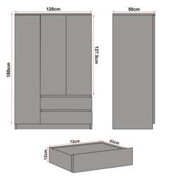 High Gloss 3 Door Wardrobe With Drawers And Shelves - thumbnail 4