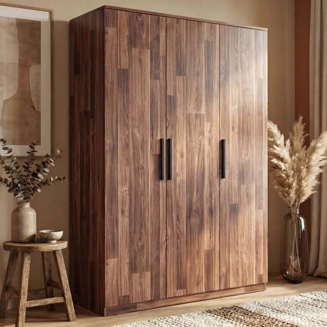 Blythe 3 Door Wardrobe with Adjustable Shelves and Hanging Rail - Dark Bronx