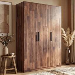 Blythe 3 Door Wardrobe with Adjustable Shelves and Hanging Rail - Dark Bronx
