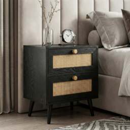 Wovena Black Rattan 4 Piece Bedroom Set- Pine Legs - thumbnail 4
