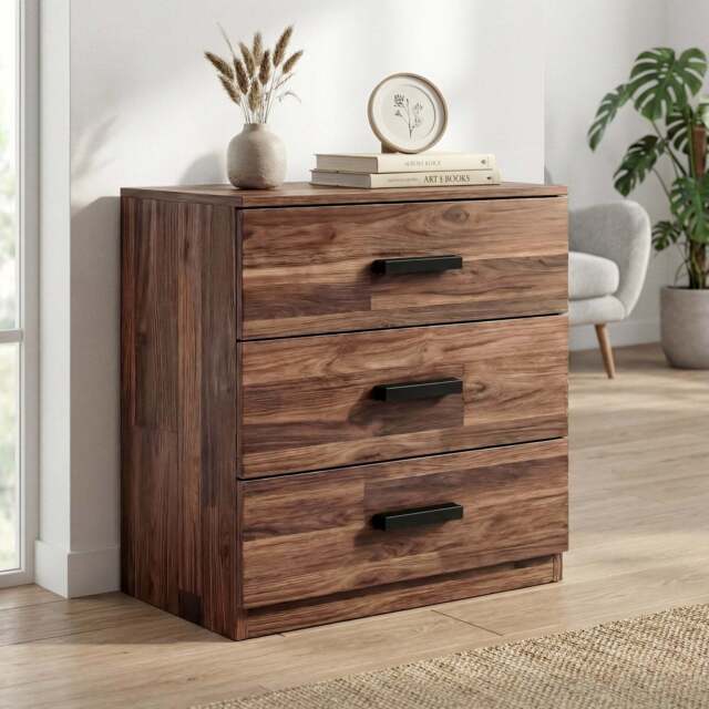 Blythe 3 Drawer Chest - Small Chest of Drawers - Dark Bronx