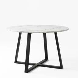Kyvon Round Dining Table Set with 4 Chairs - White Marble Effect - thumbnail 5