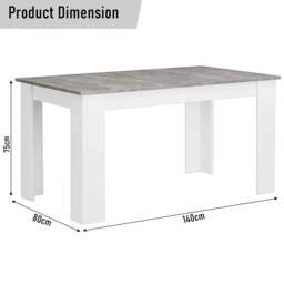 Grey Marble Finish 4-6 Seater Dining Table and Chairs Set - thumbnail 4