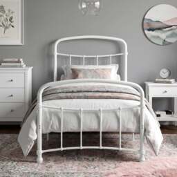 Metal Bed Frame with Curved Headboard, Single, Double and King - thumbnail 2