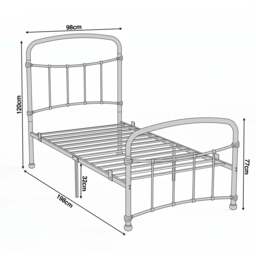 Metal Bed Frame with Curved Headboard, Single, Double and King - thumbnail 3