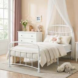 Metal Bed Frame with Curved Headboard, Single, Double and King - thumbnail 6