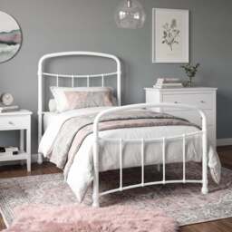 Metal Bed Frame with Curved Headboard, Single, Double and King - thumbnail 1