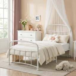 Metal Bed Frame with Curved Headboard, Single, Double and King - thumbnail 6