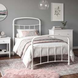Metal Bed Frame with Curved Headboard, Single, Double and King - thumbnail 1