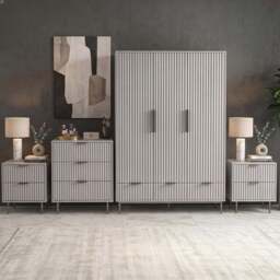 Flutrina Painted 4 Piece Bedroom Furniture Set - Grey