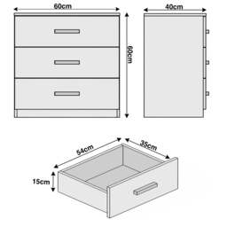 Blythe 3 Drawer Chest - Small Chest of Drawers - thumbnail 5