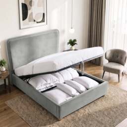 Plush Velvet Ottoman Storage Bed with Comfy Backrest - thumbnail 3
