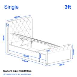 Chesterfield Velvet Ottoman Storage Bed Single Beige - thumbnail 4
