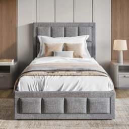 Linen Ottoman Bed Frame - End Lift Ottoman Storage Bed - thumbnail 3