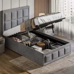 Linen Ottoman Bed Frame - End Lift Ottoman Storage Bed - thumbnail 2