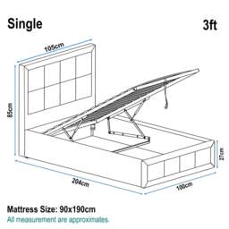Linen Ottoman Bed Frame - End Lift Ottoman Storage Bed - thumbnail 5