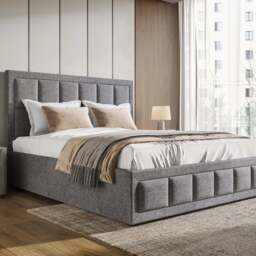 Linen Ottoman Bed Frame - End Lift Ottoman Storage Bed - thumbnail 1