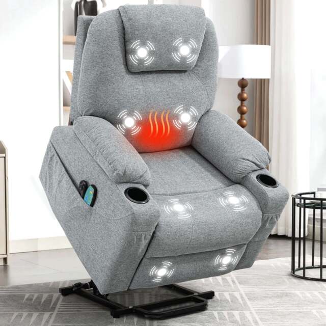 Riser Recliner Chair With Cup Holder, Heat and Massage by Dream