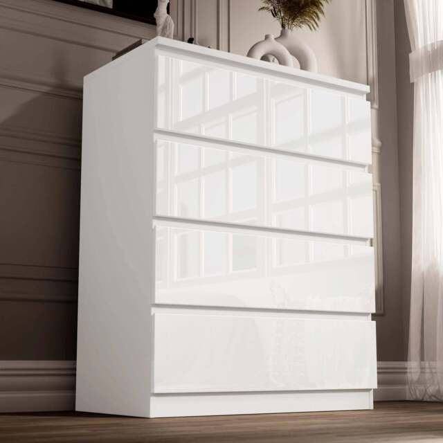 High Gloss 4 Drawer Chest of Drawers - Bedroom Drawers - image 1