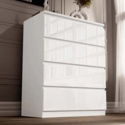 High Gloss 4 Drawer Chest of Drawers - Bedroom Drawers - thumbnail 1