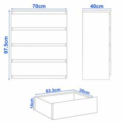 High Gloss 4 Drawer Chest of Drawers - Bedroom Drawers - thumbnail 4