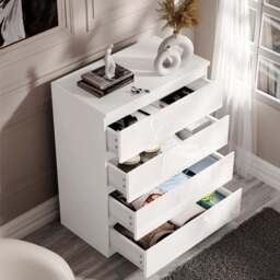 High Gloss 4 Drawer Chest of Drawers - Bedroom Drawers - thumbnail 3