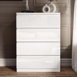 High Gloss 4 Drawer Chest of Drawers - Bedroom Drawers - thumbnail 2