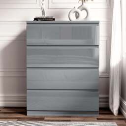 High Gloss 4 Drawer Chest of Drawers - Bedroom Drawers - thumbnail 2