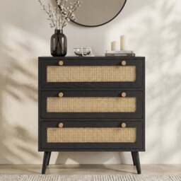 Wovena Rattan 3 Piece Bedroom Furniture Set Black - thumbnail 3